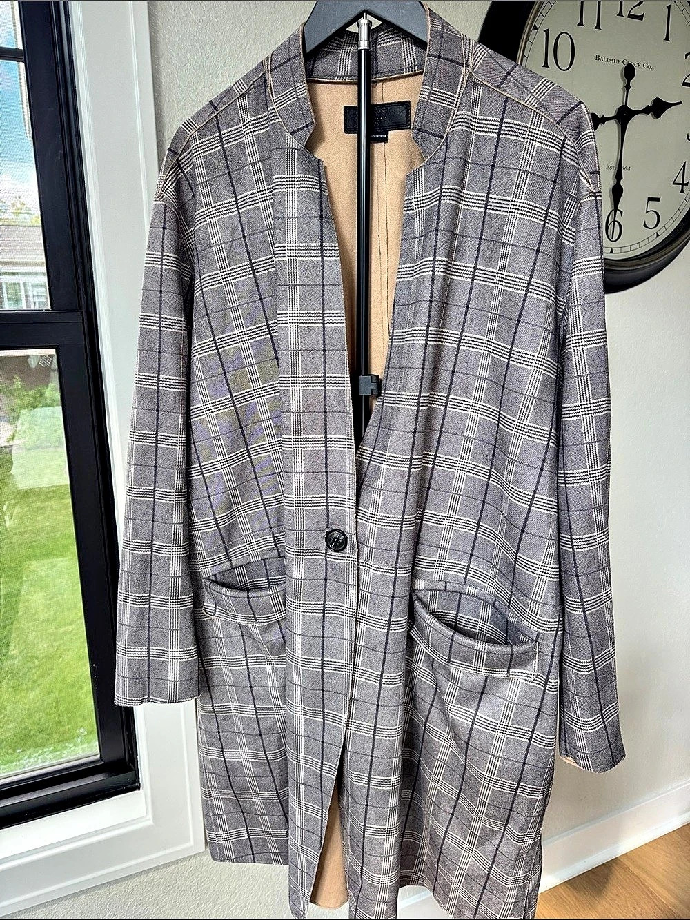 MOTIVI Women's Plaid Trench Coat 2X NWT